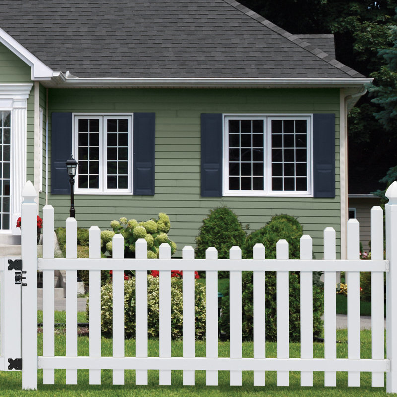 Outdoor Essentials Glendale 4 ft. x 8 ft. White Vinyl Scalloped Dog Ear Picket Fence Panel Wayfair